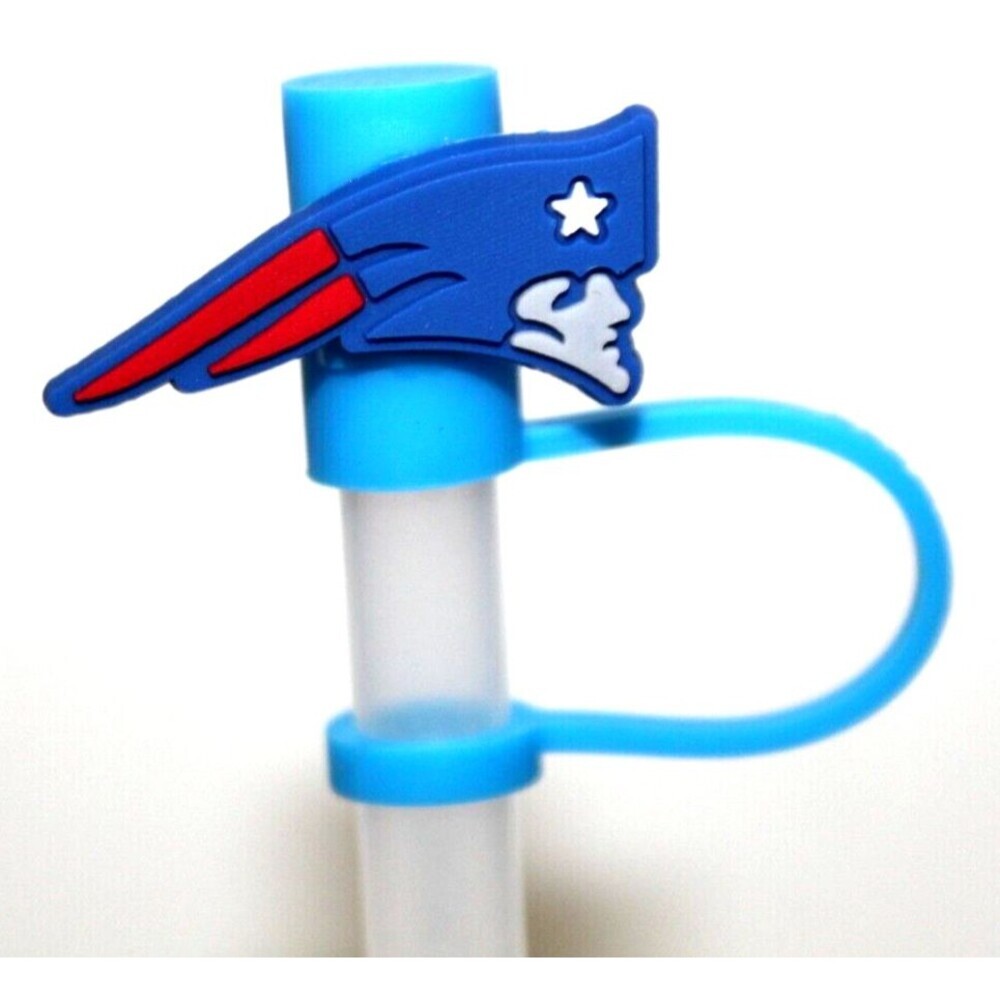 Sport Straw Cover Cap Football Silicone Straw New England Patriots Logo Lot 4